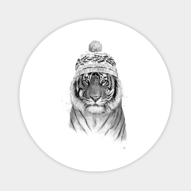 Siberian tiger (b&w) Magnet by soltib